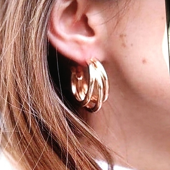 Elegant Gold Hoop Earrings. Nwot - Picture 6 of 6